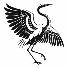Egret black silhouette icon vector