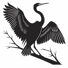 Egret black silhouette icon vector
