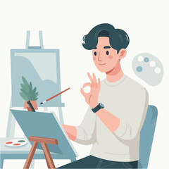 Fototapeta premium vector character people are painting art
