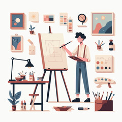 vector character people are painting art