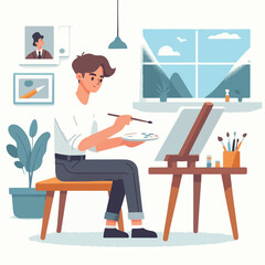 vector character people are painting art