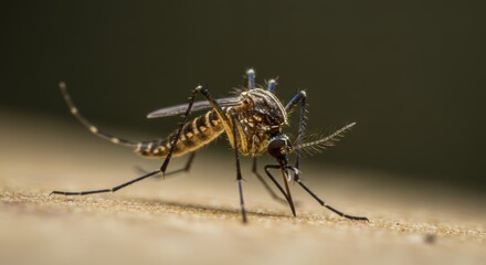 Fototapeta premium Extreme close-up of an Aedes mosquito, showing intricate details and patterns