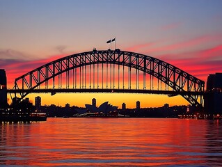 Obraz premium Sydney Harbour Bridge Sunset.