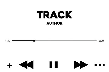 Music player interface with buttons, loading bar, sound wave sign and album photo frame