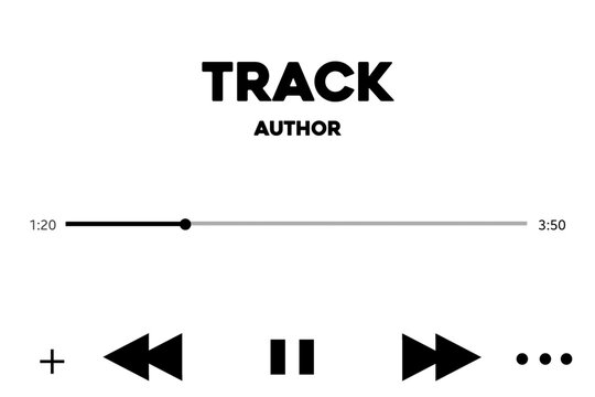 Music player interface with buttons, loading bar, sound wave sign and album photo frame