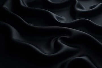 Obraz premium Deep black silk, flowing waves, luxurious texture, sheen, liquid