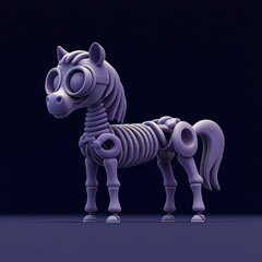 Cartoon Skeleton Horse with Goggles - 3D Render