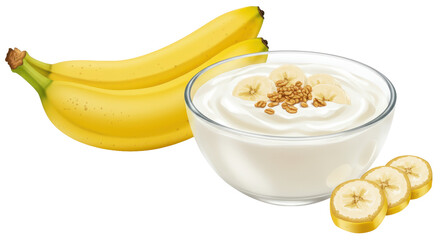 Isolated Yogurt with Bananas