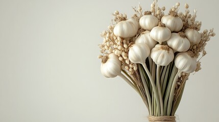 Elegant white garlic bouquet minimalist setting decorative arrangement