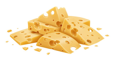 Isolated Swiss Cheese Pieces