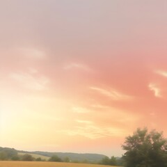 Obraz premium Serene Sunset Over Rolling Hills And Fields