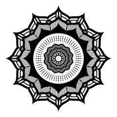 Intricate black and white mandala design - Geometric pattern for laser cutting, coloring, and Home decor.