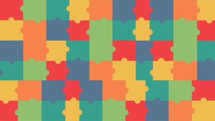Autism concept Colorful puzzle pieces support background, Colorful Autism art background, Puzzle texture, Puzzle pieces with vibrant colors for autism, puzzle piece design, awareness puzzle pattern