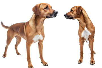 two brown dogs facing each other isolated png transparent cutout