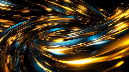 Abstract glowing curves swirl with reflective gradients and vibrant colors