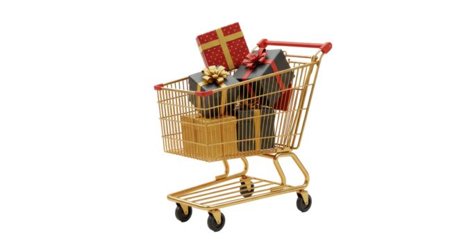 Isolated Shopping Cart Filled with Presents - Powered by Adobe