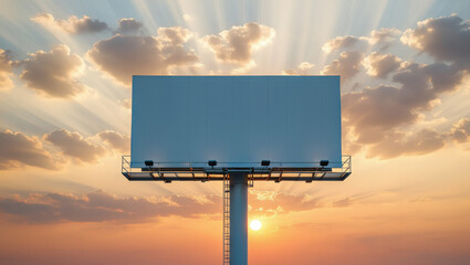 Blank Billboard at Sunset Advertising Space Mockup