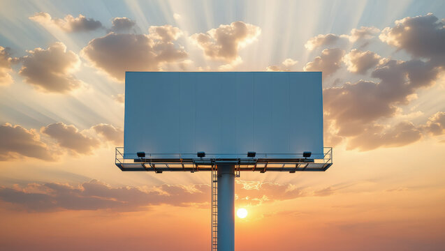 Blank Billboard at Sunset Advertising Space Mockup