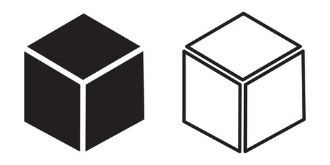 Cube icon Black line art vector logo set eps 10