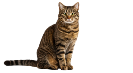 Isolated Tabby Cat Sitting