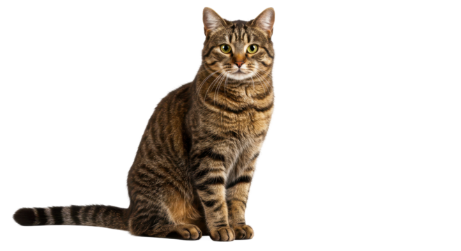 Isolated Tabby Cat Sitting
