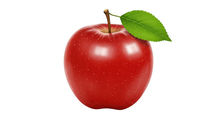 Isolated Red Apple with Leaf