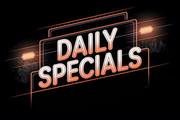 Neon Daily Specials sign shines against a dark backdrop with stylized street art elements suggesting a vibrant urban atmosphere.
