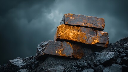 Three large rocks are stacked on top of each other