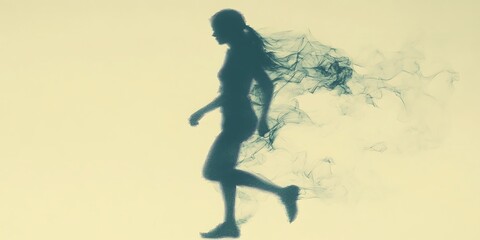 Woman Running Smoke Trail.