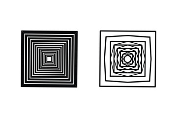 Abstract Geometric Nested Squares Black and White Optical Illusion