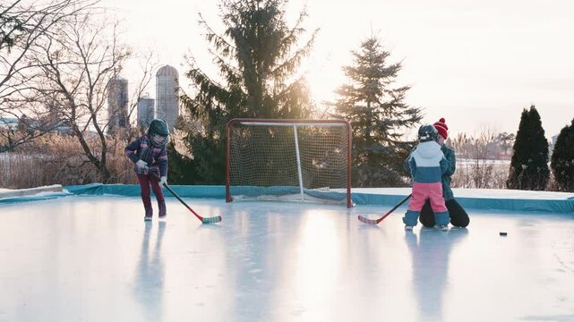 Family out on the hockey rink