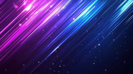 Fototapeta premium Abstract vibrant diagonal lines, glowing lights, dark background, digital art, design element, stock photography