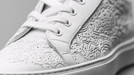 Shoe factory innovation closeup shot of private label production designs modern workspace detailed view