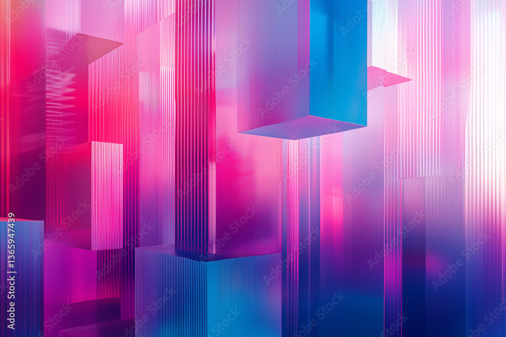 Poster surreal blend of vivid electric blue and fuchsia shapes creates an abstract visual experience in a m