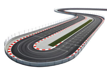 Winding asphalt road with double yellow lines.