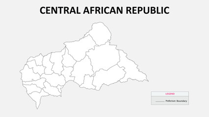 Fototapeta premium Central African Republic Map. State map of Central African Republic. Administrative map of Central African Republic with states names in outline.