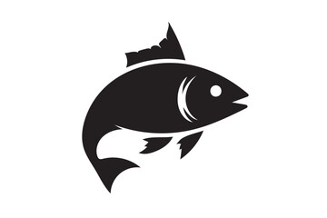 Obraz premium Fish icon silhouette on white background.