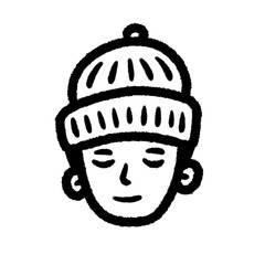 boy smart action face png cartoon cute line handwrite doodle art decorate element