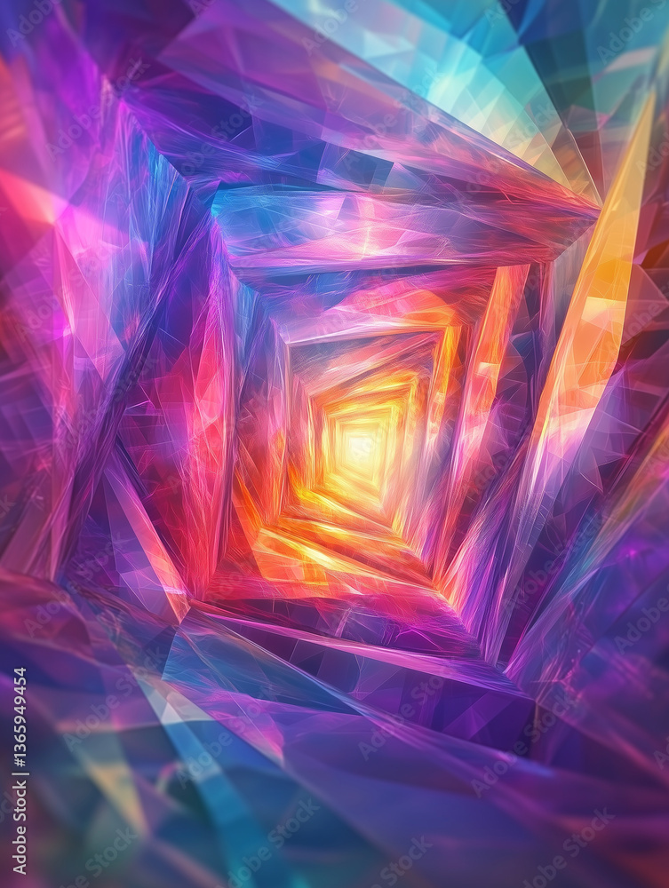 Poster infinite staircase surrounded by glowing colors creates a mesmerizing visual experience in a surreal