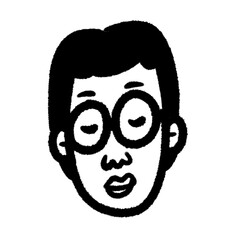 glasses man png cartoon cute line handwrite doodle art decorate element
