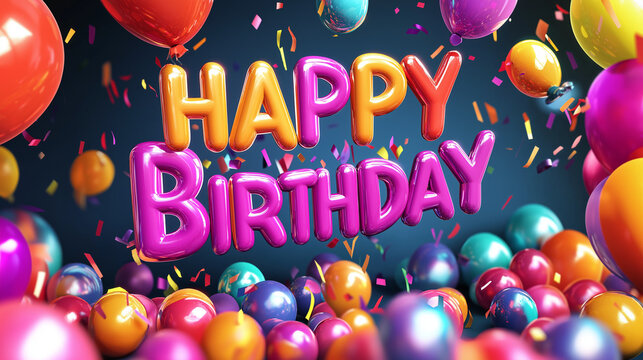 誕生日、birthday,happy,ballons,calorful,congraturation