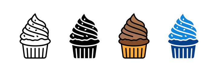 Cupcake Icon Set Multiple Style Collection