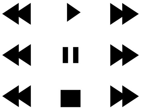 Media Control Buttons &ndash; Play, Pause, Rewind, Forward Icons