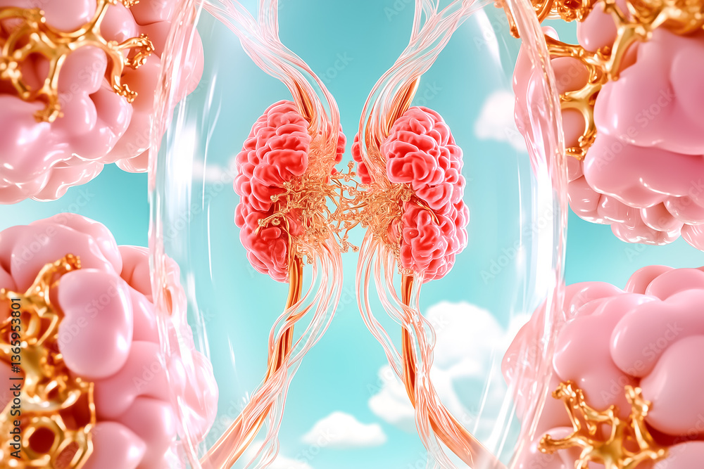 Poster colorful abstract representation of interconnected human brain neurons. vibrant setting with dynamic