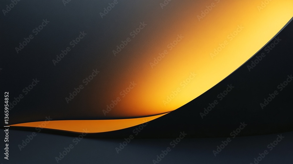 Poster Abstract yellow light emerging from darkness creating a gradient background