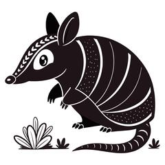 Fototapeta premium Cute Cartoon Armadillo Silhouette against a White Background