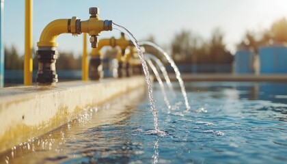 Water flows from tap into pool