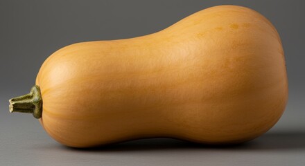 Elegant Still Life: A Fresh Butternut Squash on Neutral Grey Backdrop