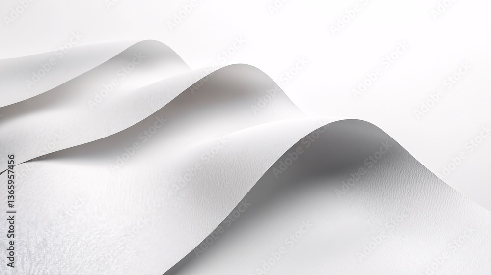Poster White paper creating abstract waves on empty background