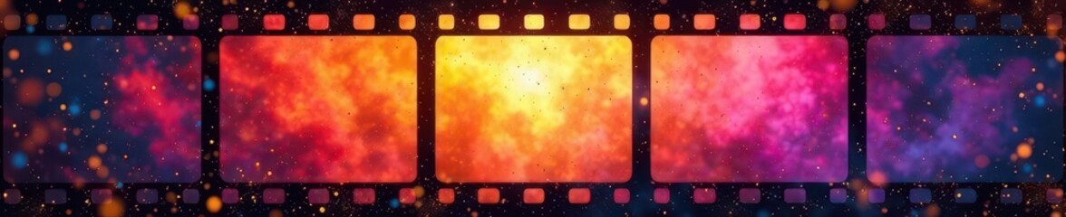 Obraz premium Aged film strip, scratches, dust, faded colors, background, white, grunge